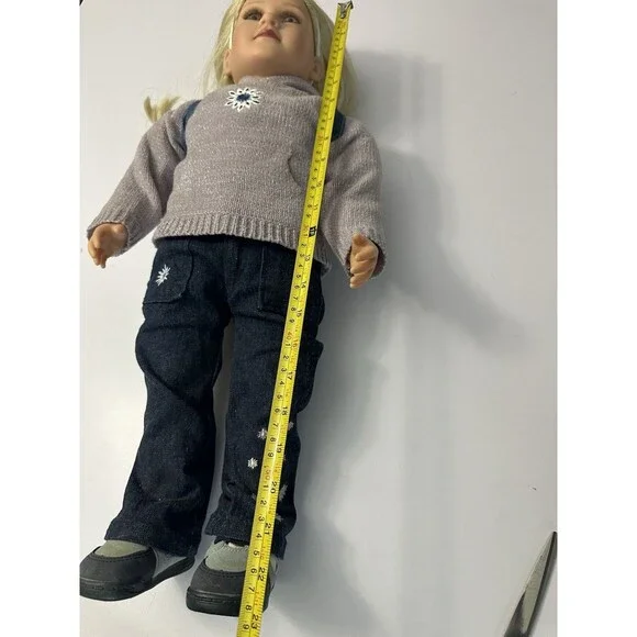 My Twinn Doll 23” Poseable 2005 Blonde Hair Violet Glass Eyes Dressed For School